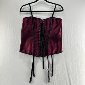 Bustier Overbust Corset Bodyshaper Top Size 2XL Adjustable Y2K Gothic Burgundy